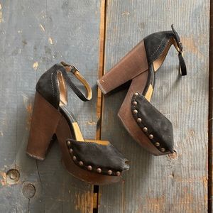 Dolce Vita suede and Wood Platform Heels